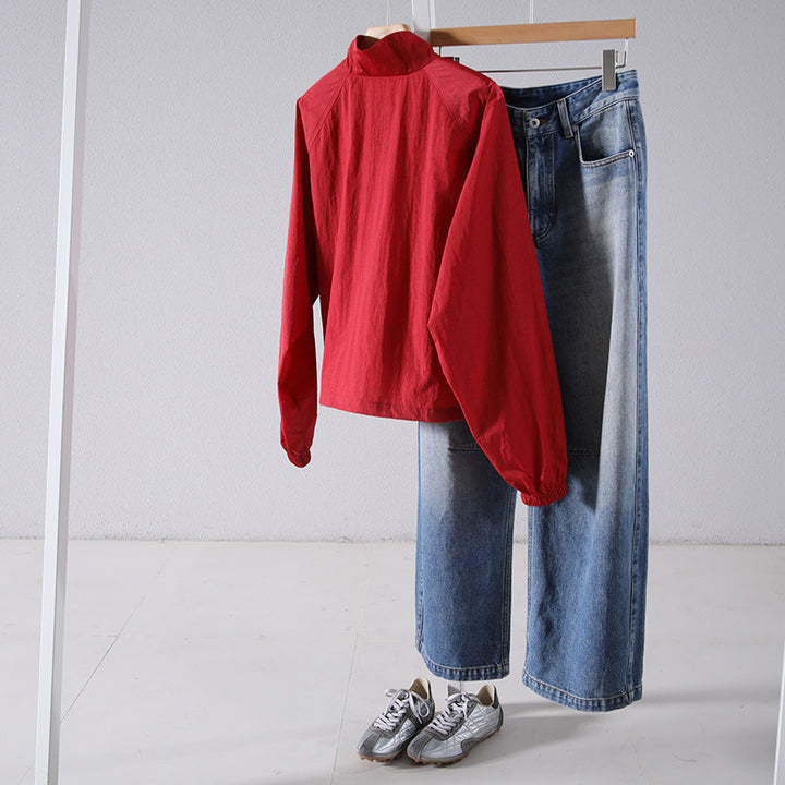 Women Athletic Jacket with High Collar Mune Fashion