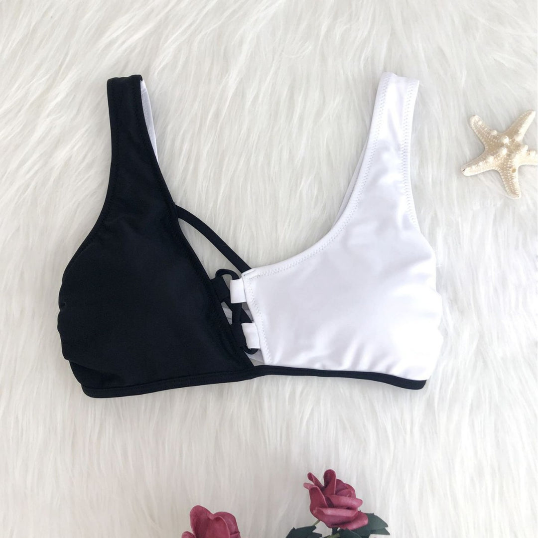 Ladies' Ultra-Modern Bikini Set with Asymmetrical Cut and Lace-Up Details Mune Fashion