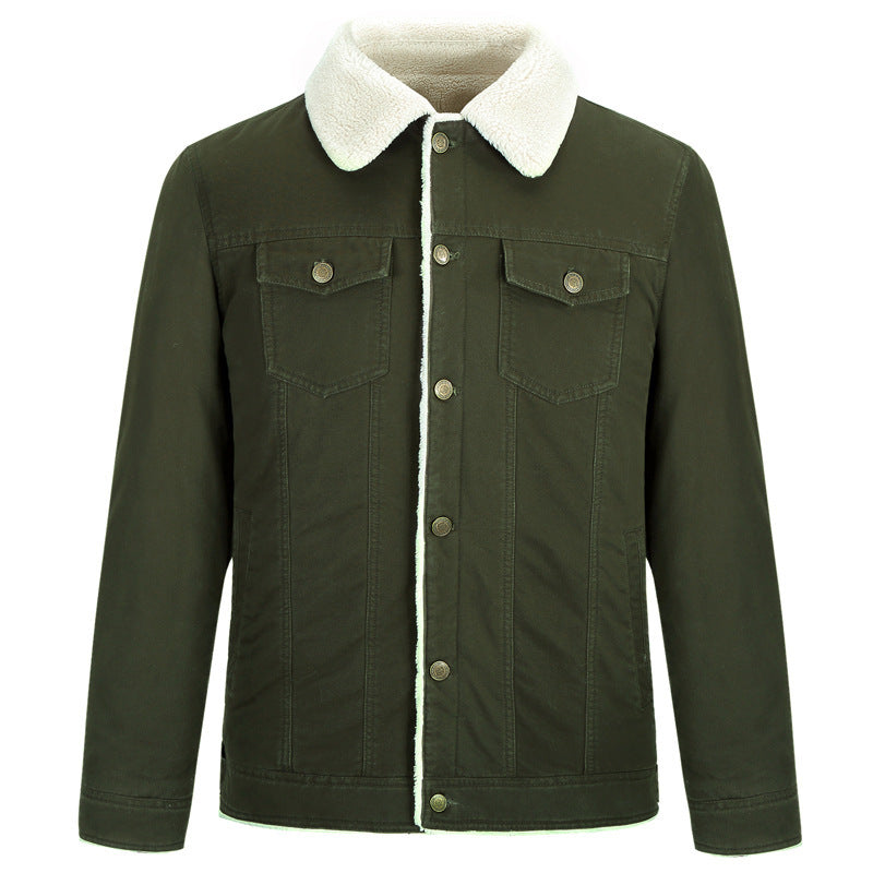 Men's Cotton Canvas Trucker Jacket with Sherpa Collar and Full Teddy Lining Mune Fashion