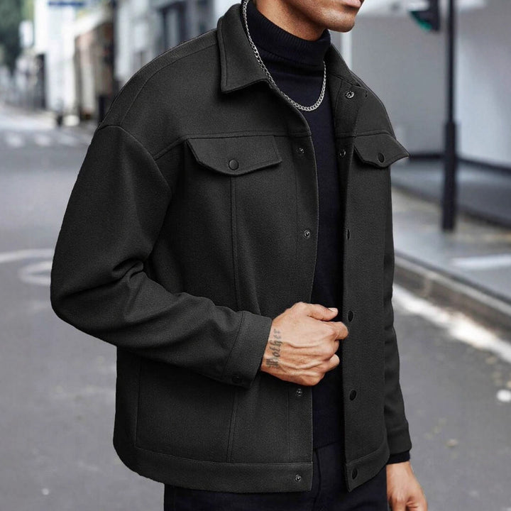 Men's shirt jacket made of wool blend with snap buttons and flap pockets Mune Fashion