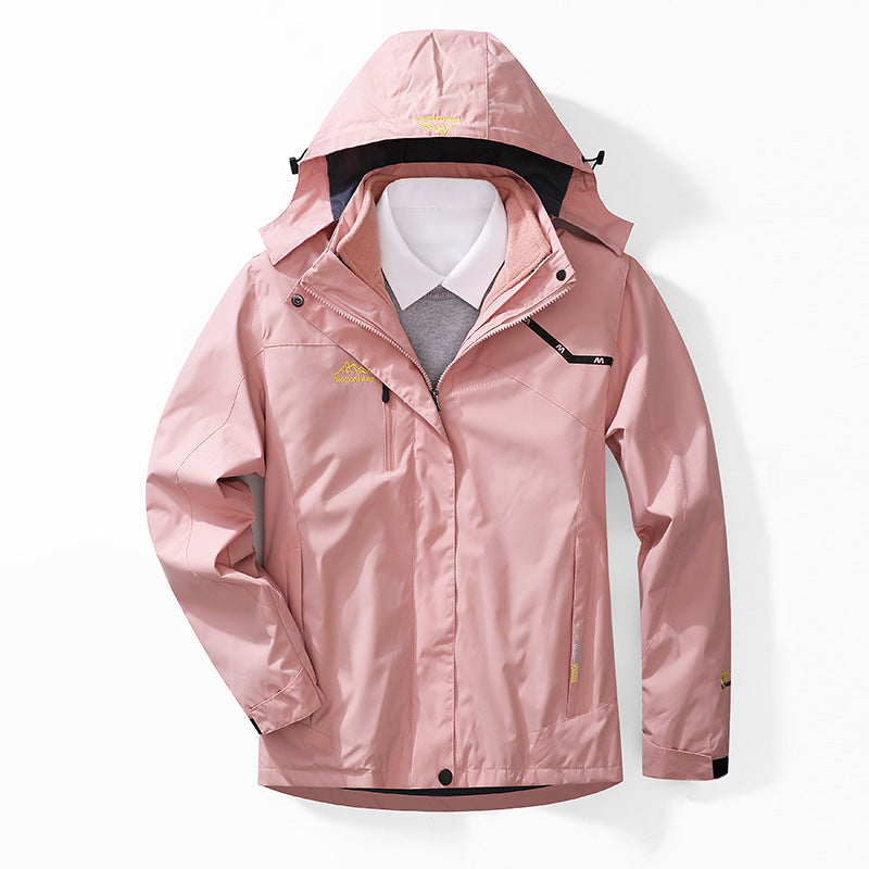 Men's two-layer waterproof outdoor jacket with fleece collar and hood Mune Fashion