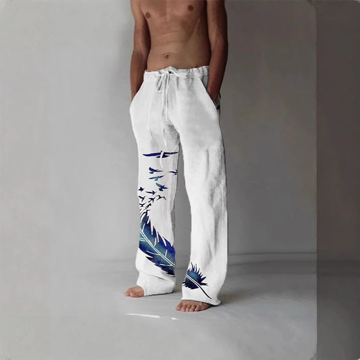 Women's Comfortable Summer Pants with Unique Feather Design Mune Fashion