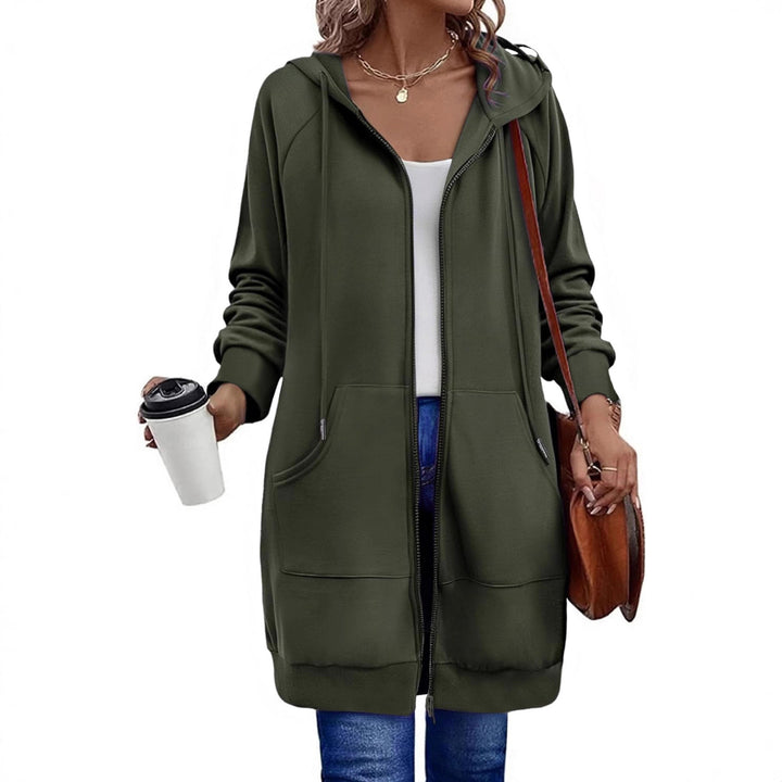 Women's Long Zip Hoodie with Oversize Silhouette, Kangaroo Pockets and Ribbed Cuffs Drune