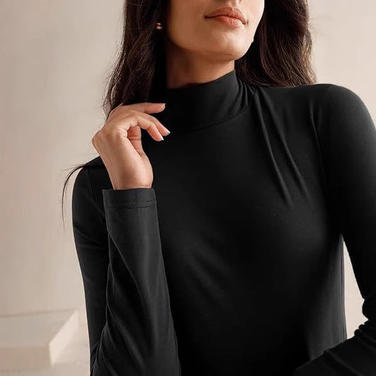 Women Elegant Long Sleeve Maxi Dress with High Neck and Flowing Skirt Mune