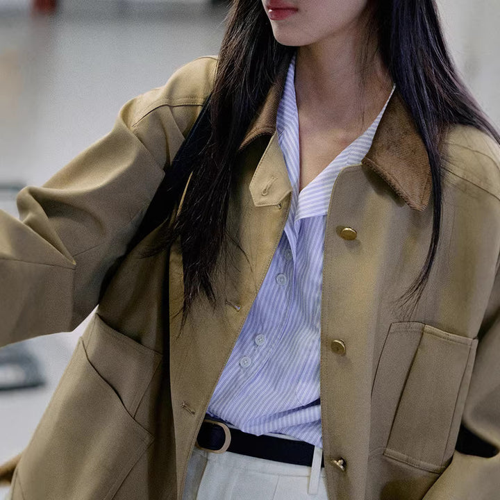 Women's Stylish Oversized Jacket with High Collar Mune Fashion