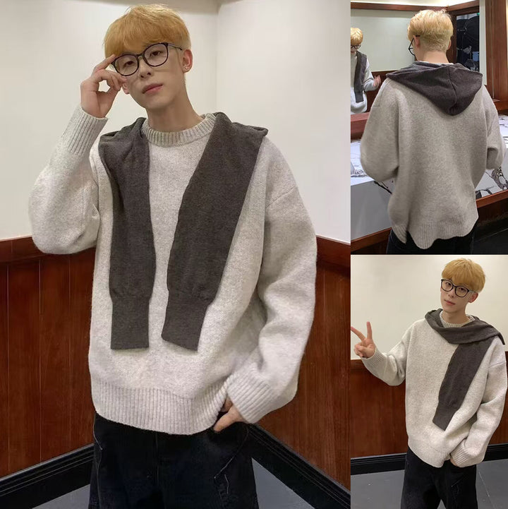 Women's Fashionable Chunky Knit Sweater with Collar Mune Fashion