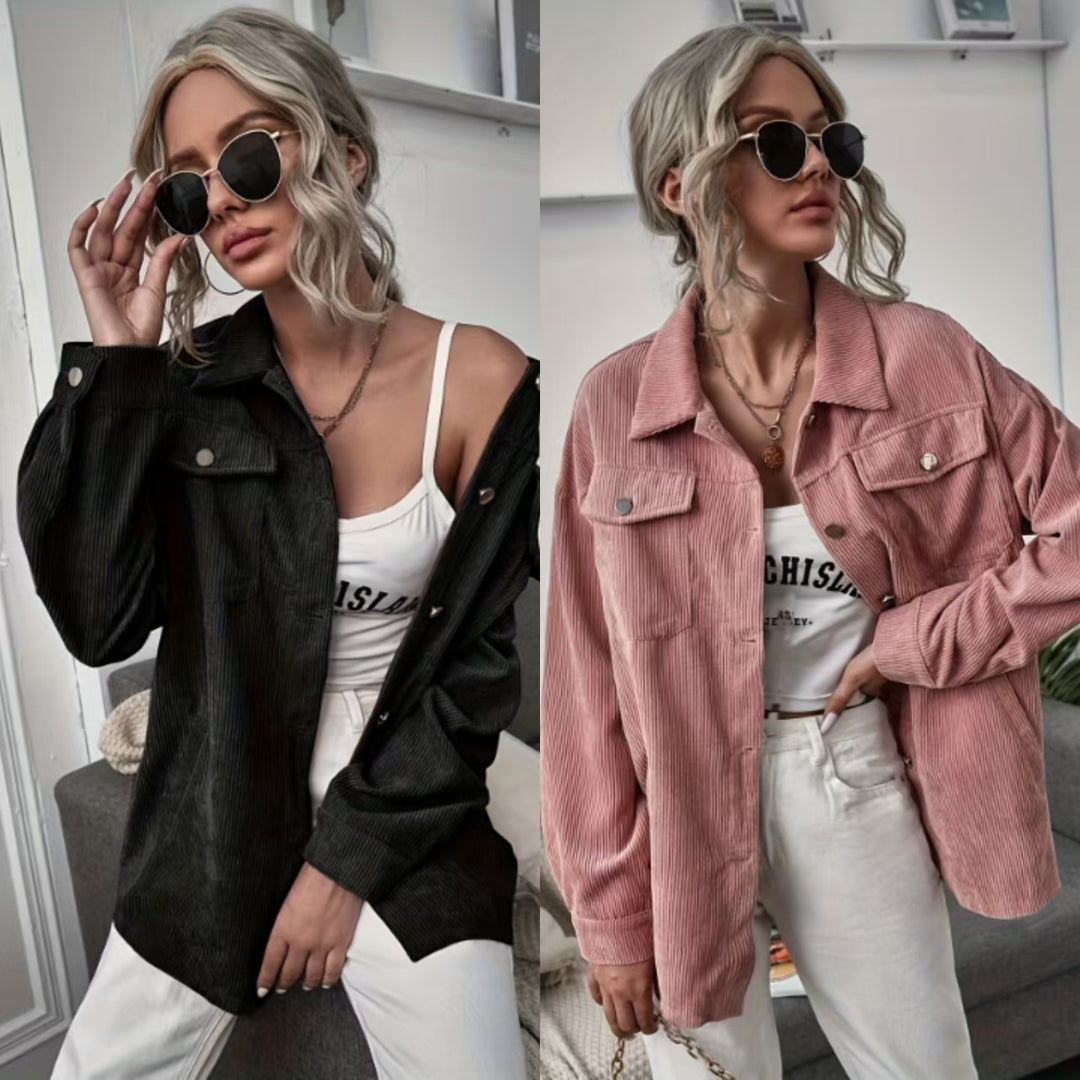 Women's cord overshirt with patch pockets and oversized cut Mune Fashion
