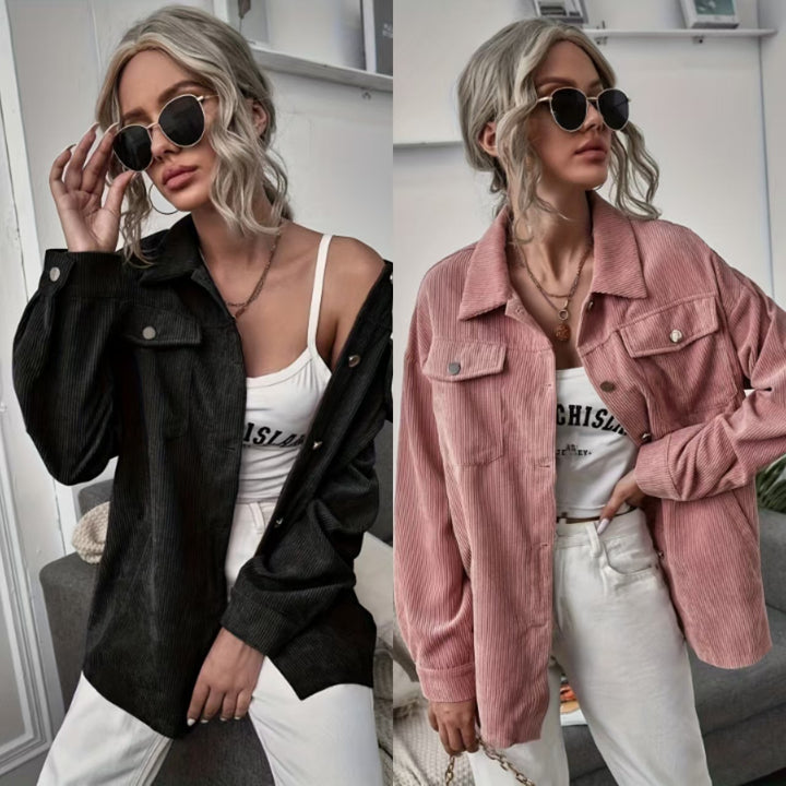Women's cord overshirt with patch pockets and oversized cut Mune Fashion