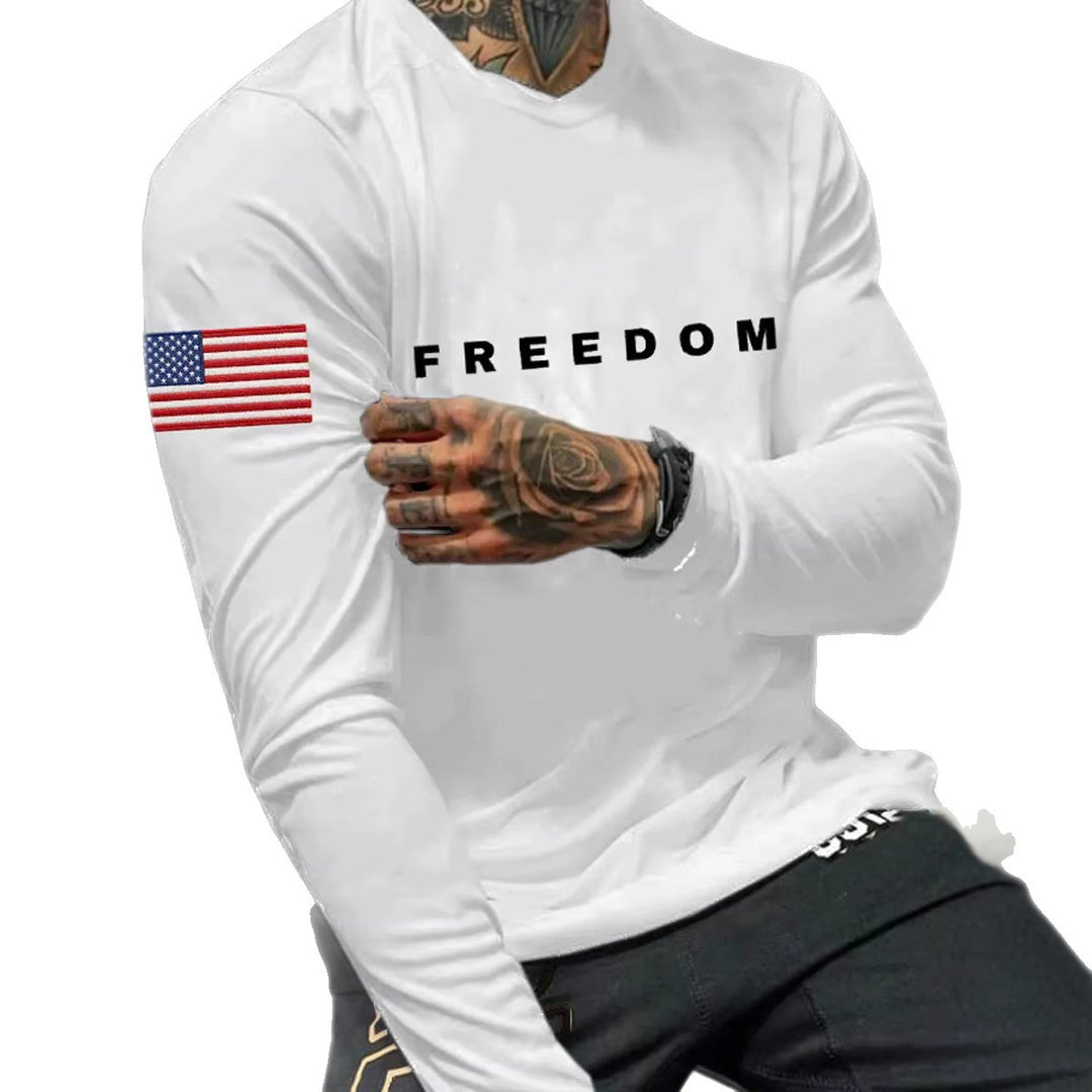 Men's Long Sleeve Shirt with American Flag Design Mune Fashion