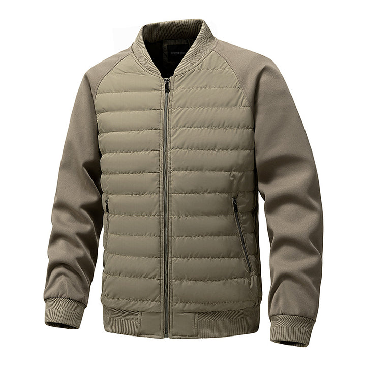 Men's Lightweight Hybrid Bomber Jacket with Quilted Front Raglan Sleeves and Ribbed Cuffs Mune Fashion