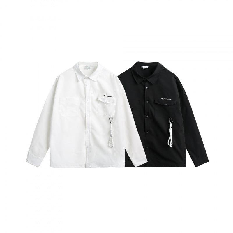 Unisex Oversize Shirt Jacket with Flap Pockets, Snap Button Placket and Carabiner Detail Mune Fashion
