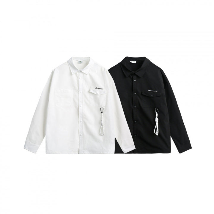 Unisex Oversize Shirt Jacket with Flap Pockets, Snap Button Placket and Carabiner Detail Mune Fashion