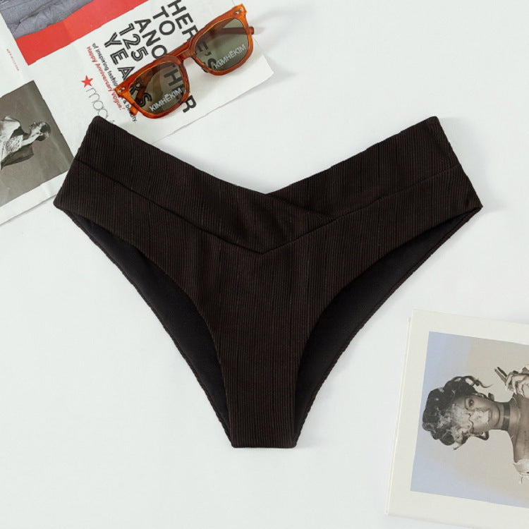 Women High-waisted Bikini Bottom with Double Layer Mune Fashion