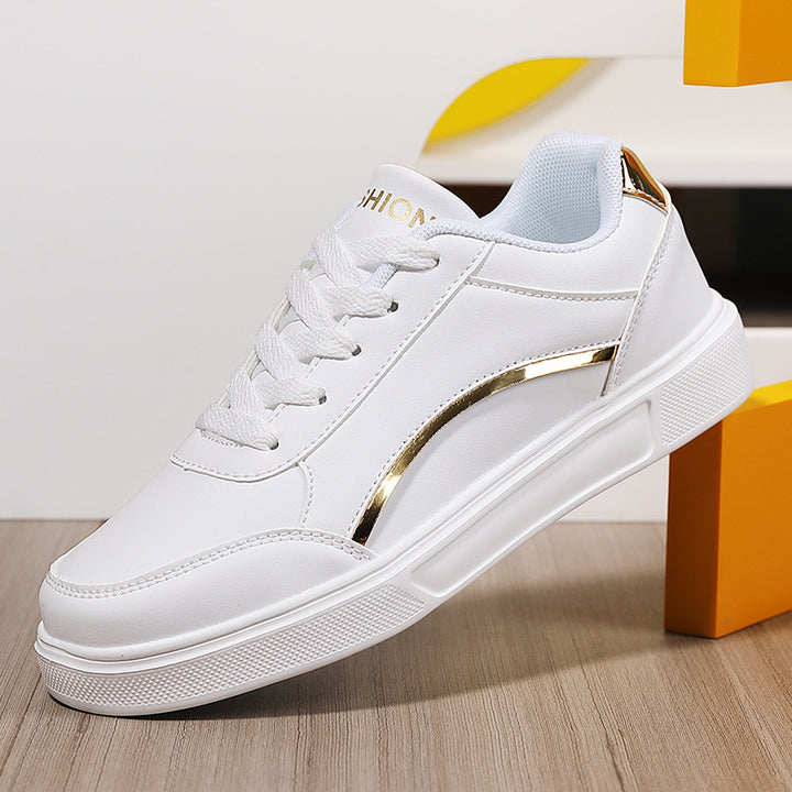 Unisex low urban city sneakers with vegan artificial leather, subtle metallic decorative edge, and shock-absorbing EVA sole Mune Fashion