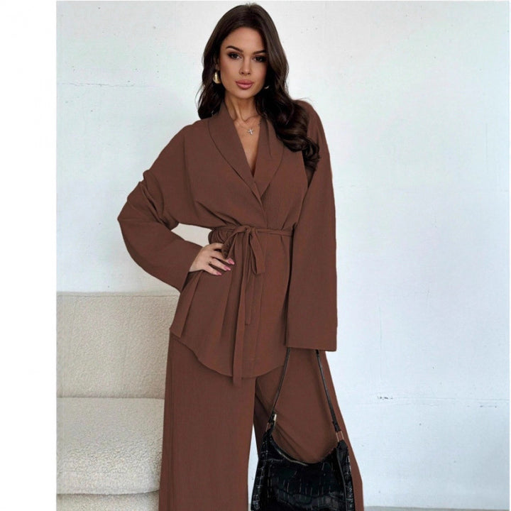 Women's Elegant Wrap Jumpsuit with Wide Palazzo Leg Mune Fashion
