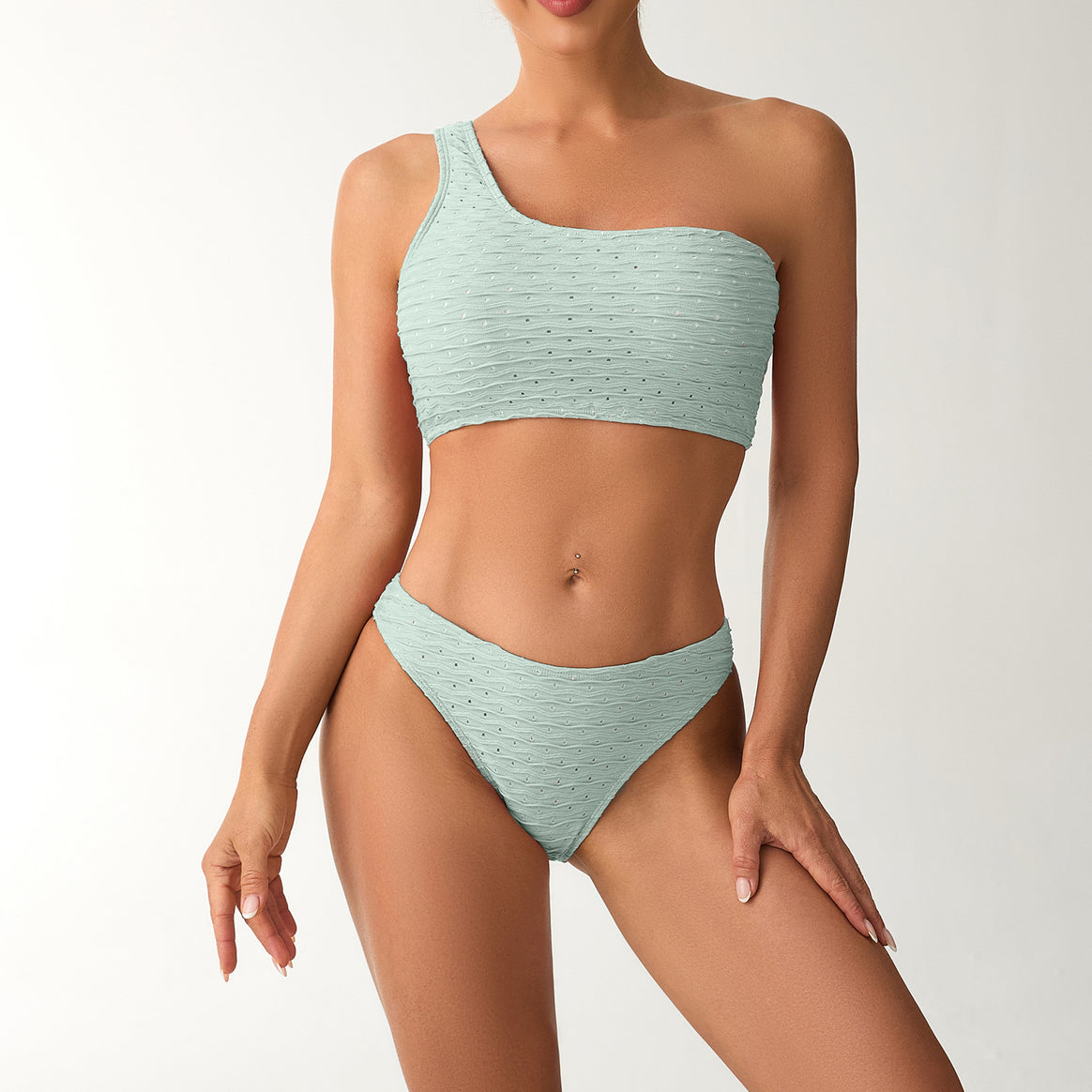 Ladies One-Sided Bikini Set with Sophisticated Ruffle Design Mune Fashion