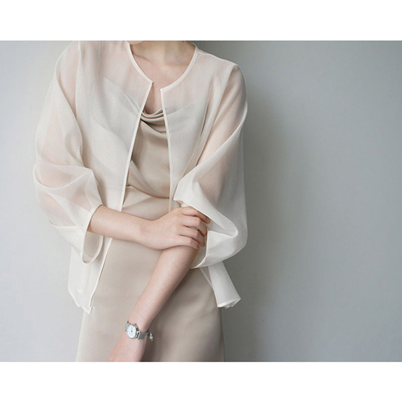 Women's Elegant Chiffon Jacket with Flared Sleeves Mune Fashion