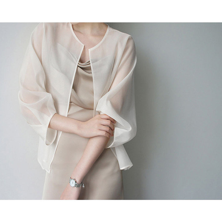 Women's Elegant Chiffon Jacket with Flared Sleeves Mune Fashion