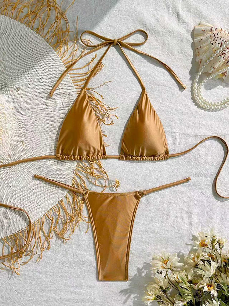 Women's Triangle Bikini with Fringed Details Mune Fashion