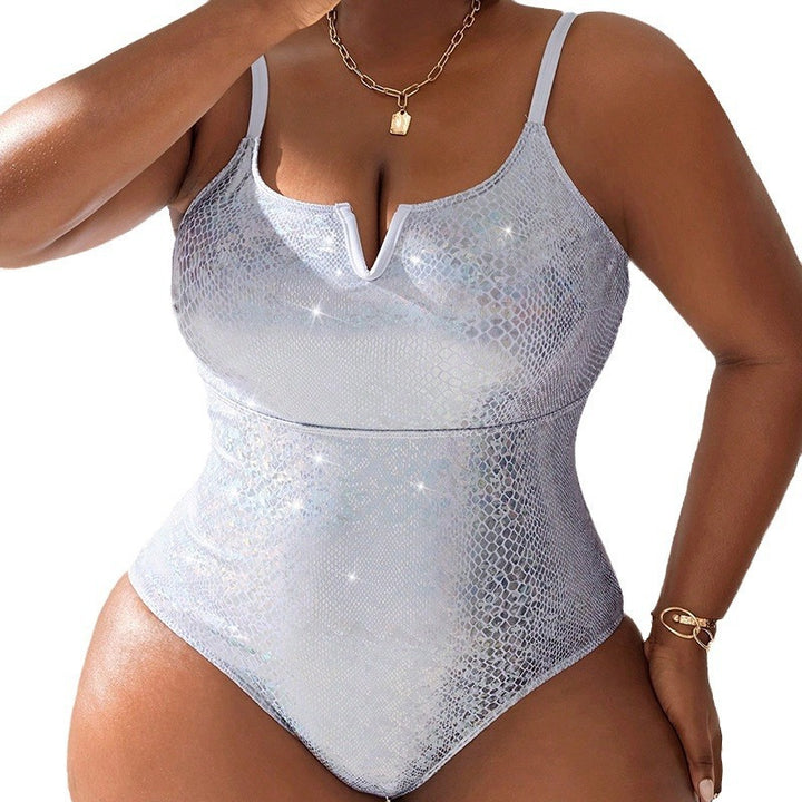 Women's One-Piece Swimsuit with Elegant Snake Skin Pattern Mune Fashion