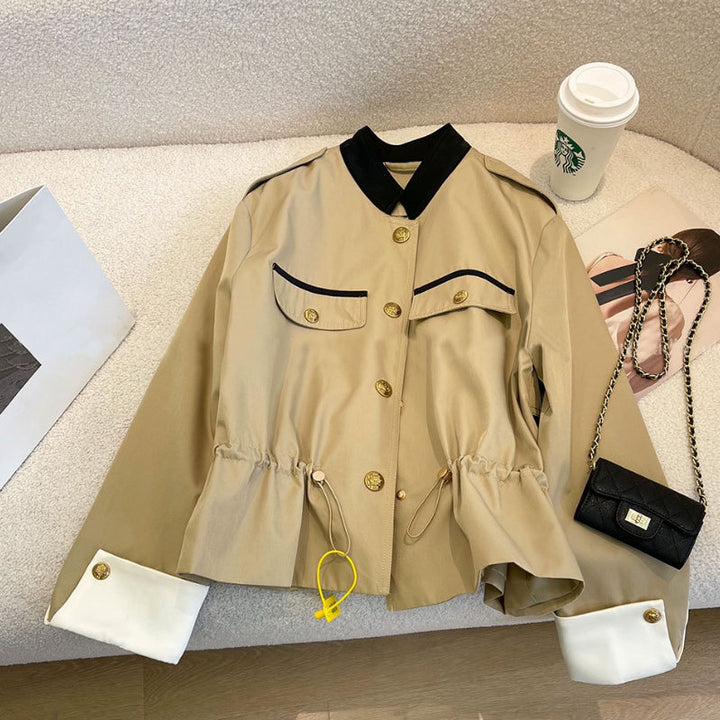 Women Fashionable Jacket with Zippable Front Mune Fashion