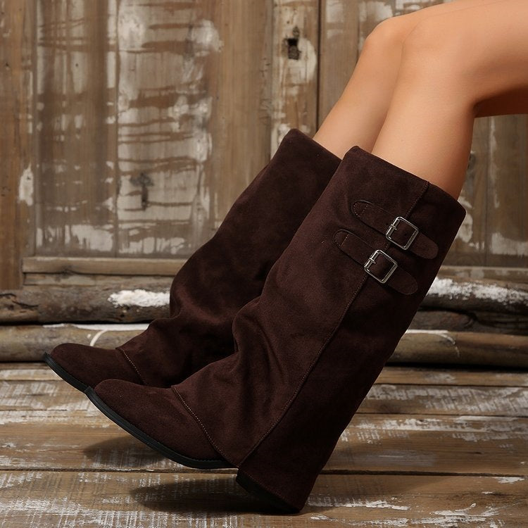 Ladies High Quality Wedge Boots Mune Fashion