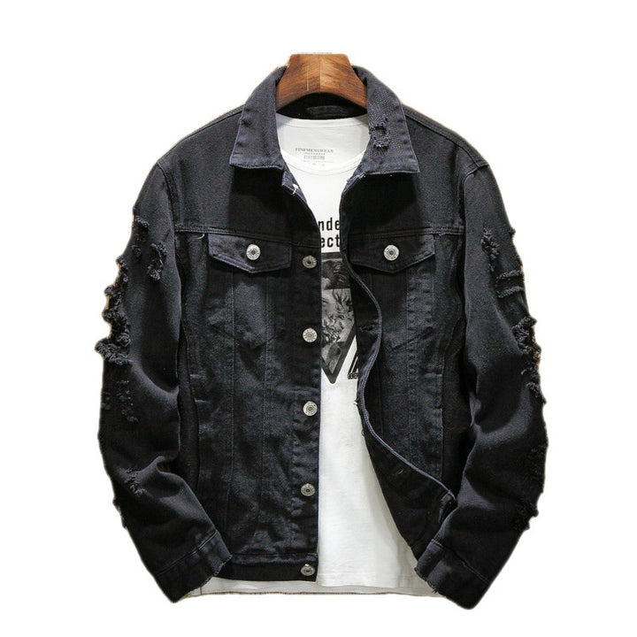 Unisex nan ripped denim jacket with loose fit and applied chest pockets Mune Fashion