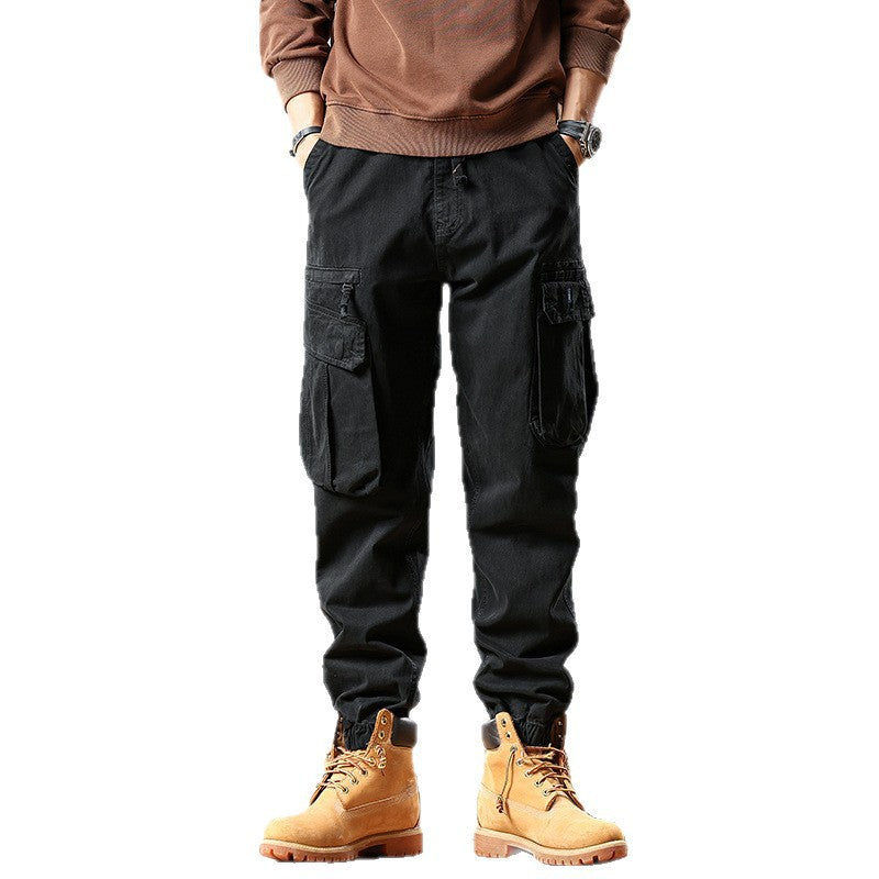 Men's Robust Cotton Cargo Pants with Elastic Hem and Multiple Pockets Mune Fashion