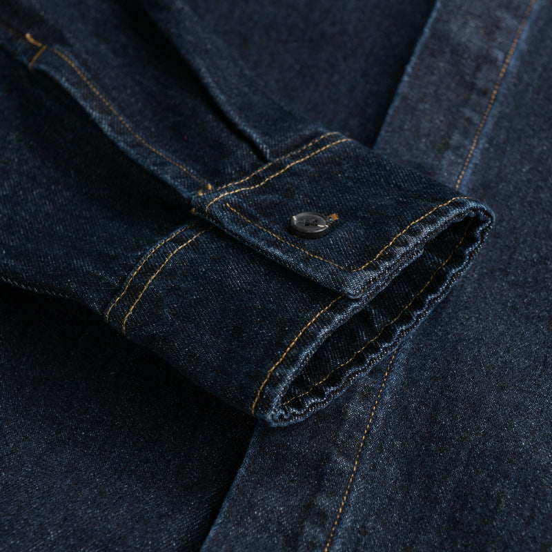 Men's denim overshirt in worker style with concealed button placket Mune Fashion