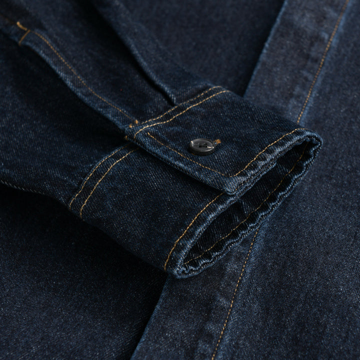 Men's denim overshirt in worker style with concealed button placket Mune Fashion