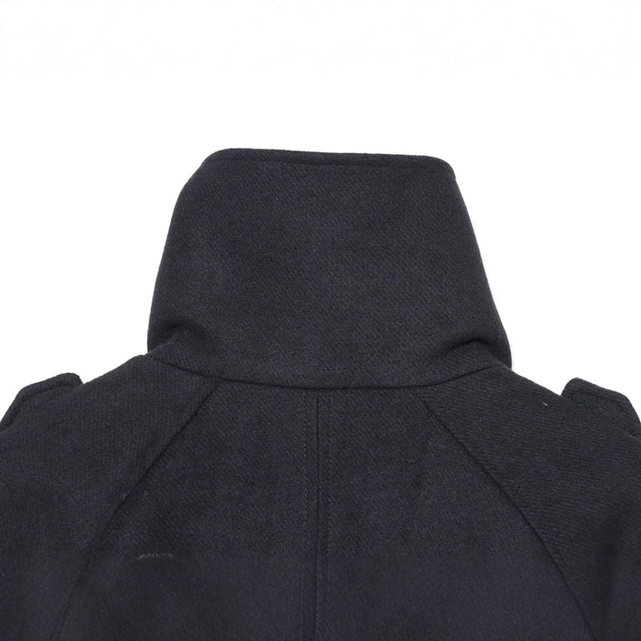 Women's Short Double-Breasted Cape Coat with High Stand Collar and Epaulettes Mune Fashion