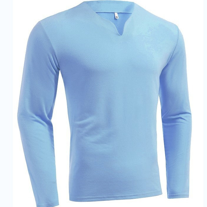 Men's long sleeve shirt with V-neck Slim Fit cotton blend and elastic comfort waistband Mune Fashion