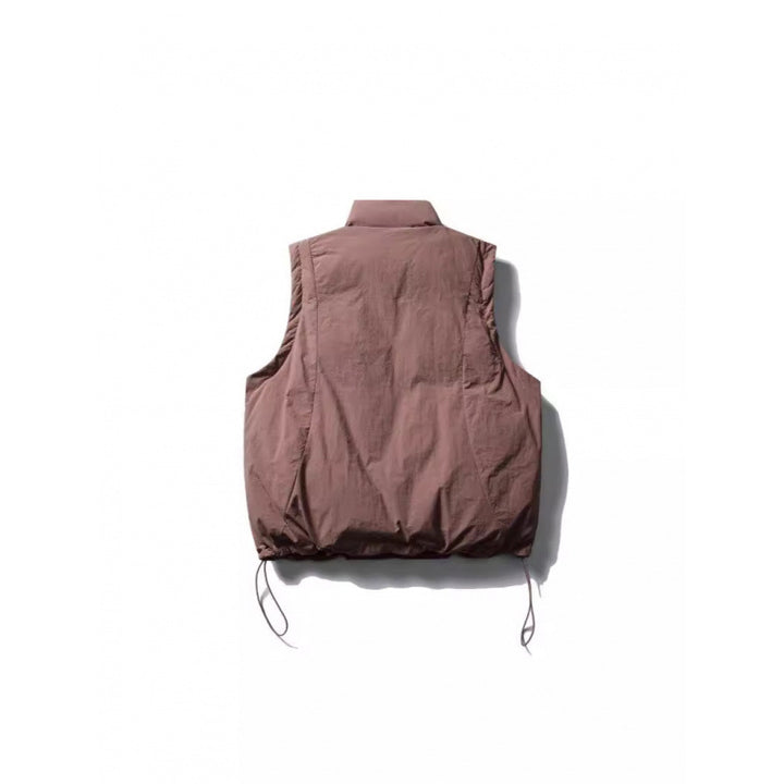 Ladies Lightly Padded Sleeveless Stand Collar Vest with Drawstring Hem Mune Fashion