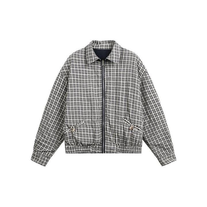 Unisex short jacket in Harrington style with zipper and checkered lining Mune Fashion