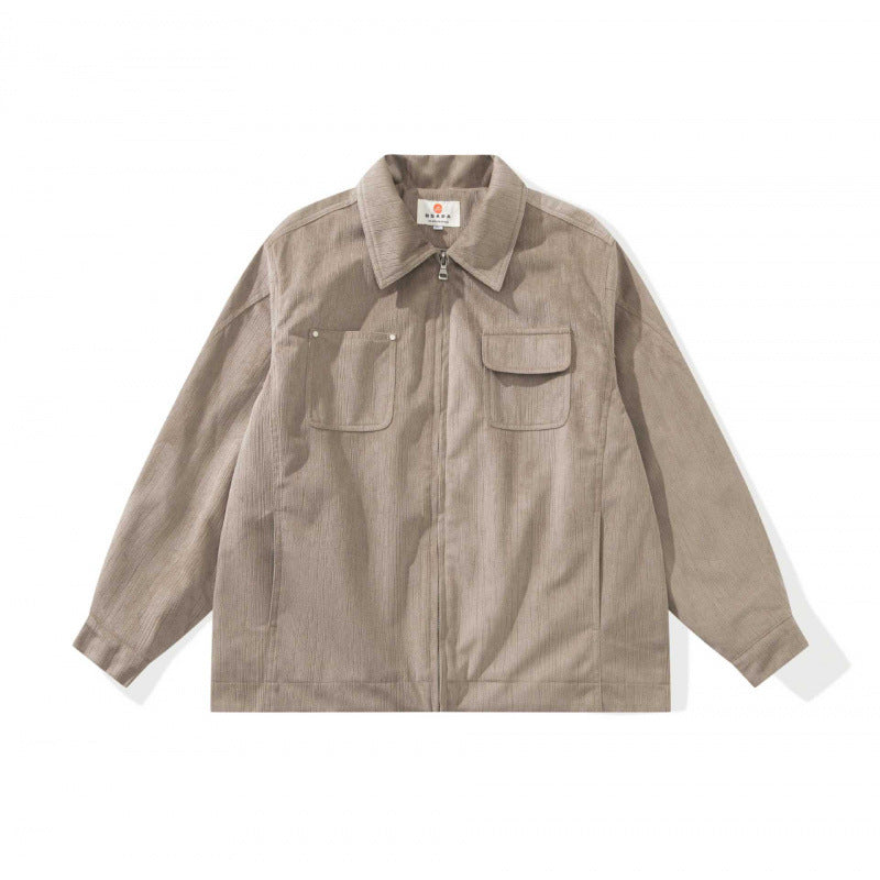 Unisex Boxy Overshirt Jacket made of fine cord structure with breast pockets and concealed zipper Mune Fashion