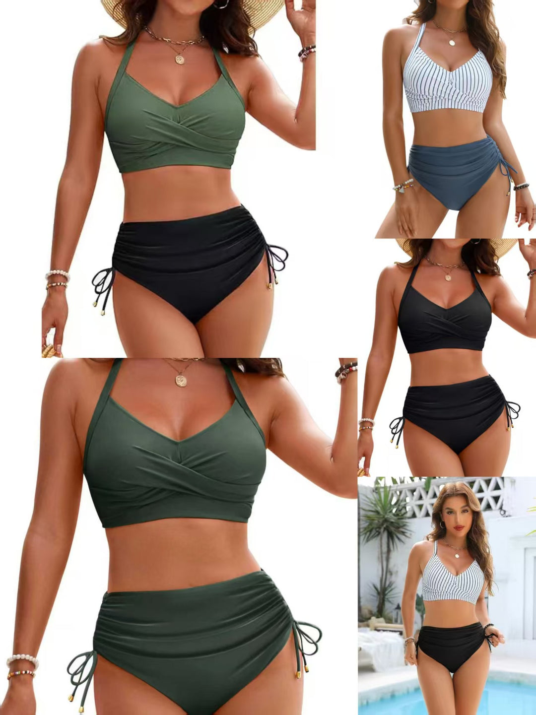 Women's High-Waisted Bikini Set with Wrap Top Mune Fashion