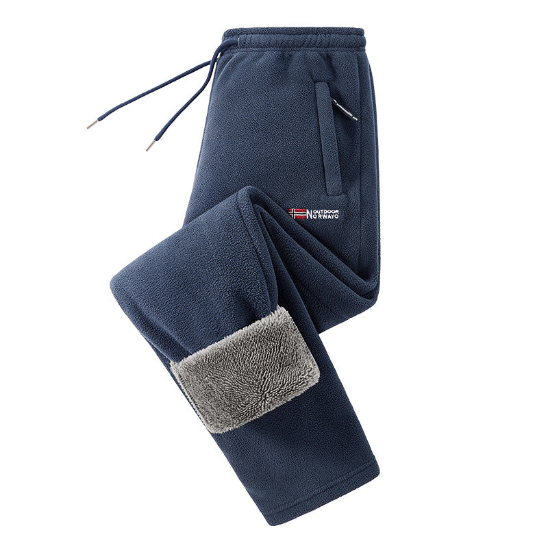 Men's thermo-fleece jogging pants with foldable sherpa cuffs, concealed zip pockets and elastic drawstring waistband Mune Fashion