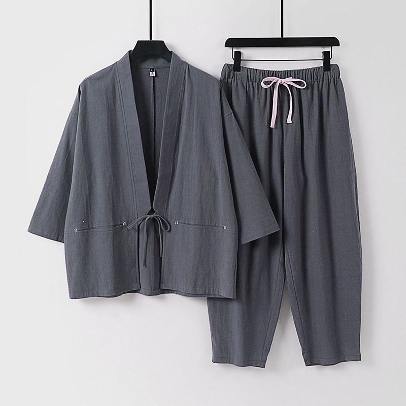 Unisex Kimono-Lounge-Set with short jacket and elastic cord pants Mune Fashion
