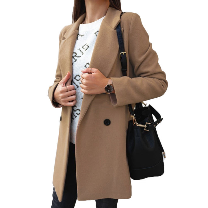 Women's elegant tailored wool blend coat with notch collar and concealed button placket Mune Fashion