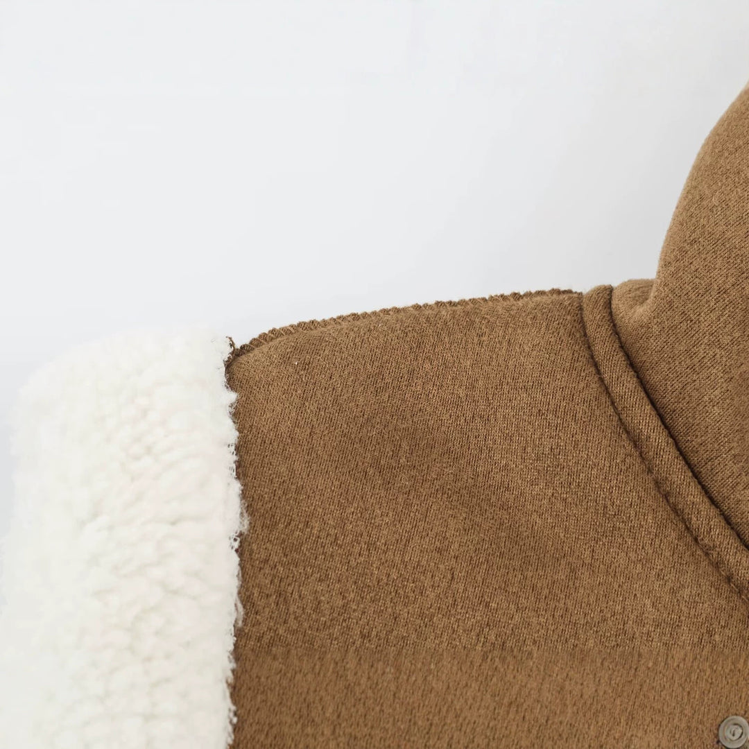 Women’s Sleeveless Sheepskin Look Vest with Stand-Up Collar and Toggle Fastenings Mune Fashion