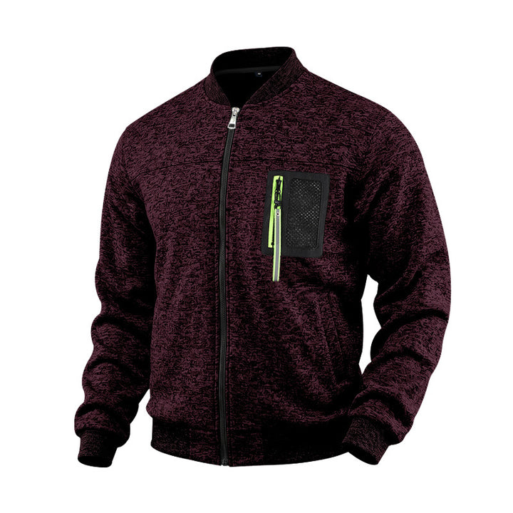 Men's mottled bomber jacket with zipper chest pocket and ribbed cuffs Mune Fashion