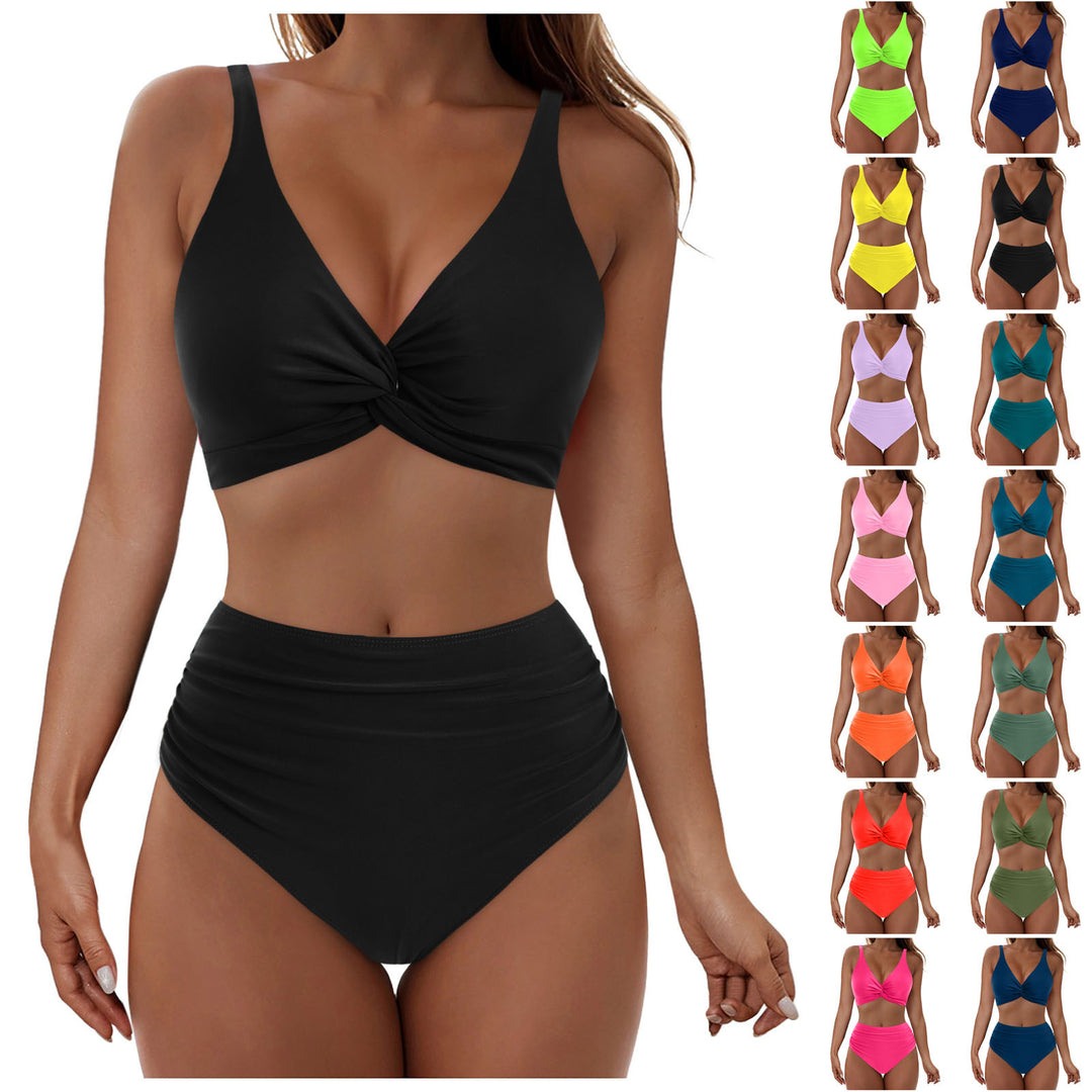 Women's High-Waisted Bikini Set with Elegant Wrap Top Mune Fashion