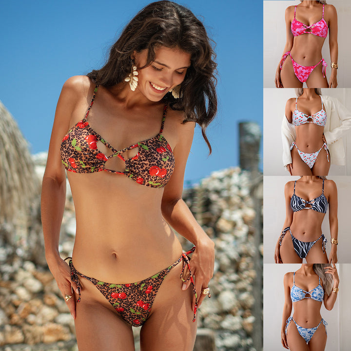 Women Triangle Bikini with playful cherry design Mune Fashion