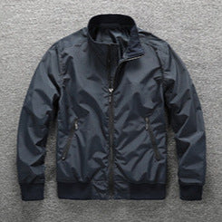 Men's Lightweight Windbreaker Jacket with Stand-up Collar Mune Fashion