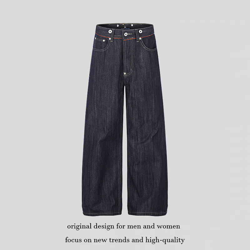 Women High-Cut Wide Denim Palazzo Jeans with Five-Pocket Cut Mune Fashion