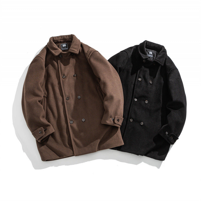 Men's wool coat with quilted thermo inner side and lapel collar Mune Fashion