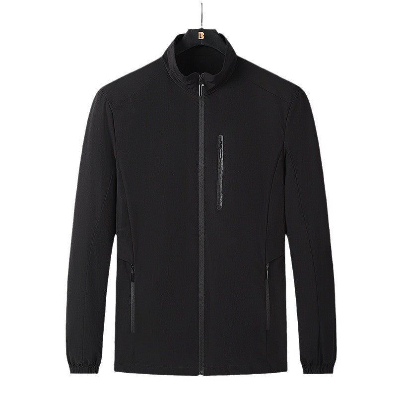 Men's Lightweight Softshell Jacket with Stand-Up Collar, Wind and Water-Repellent Surface, and Zipper Pockets Mune Fashion