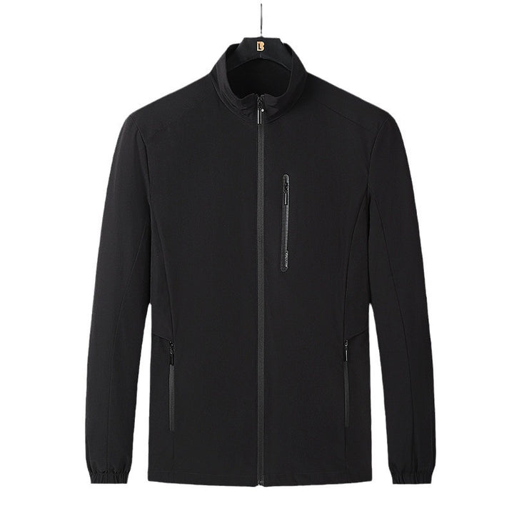 Men's Lightweight Softshell Jacket with Stand-Up Collar, Wind and Water-Repellent Surface, and Zipper Pockets Mune Fashion