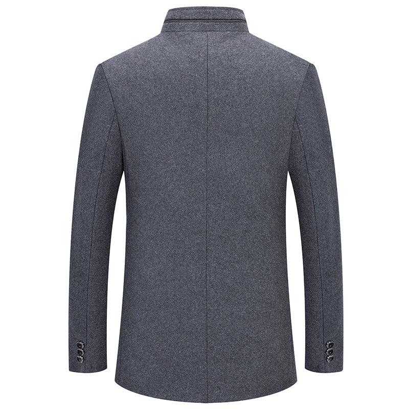 Men's short coat made of wool blend with stand-up collar and quilted thermal lining Mune Fashion