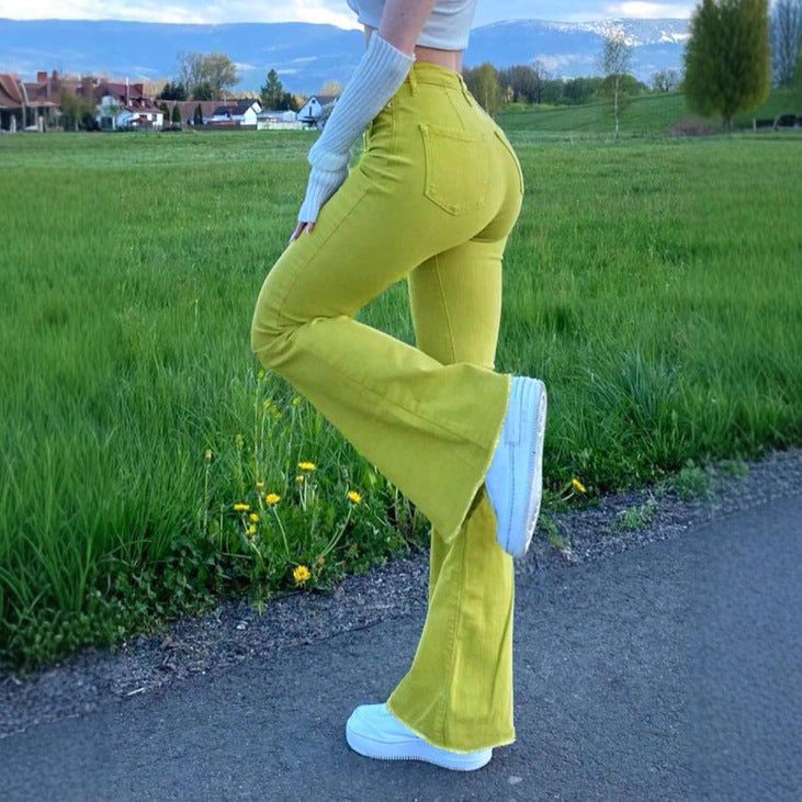 Ladies High-Waist Flared Pants made of Stretch Cord with waist-shaping cut Mune Fashion